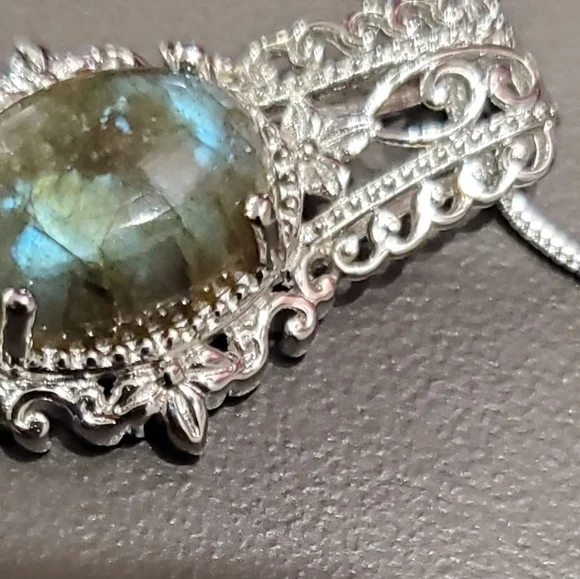 Platinum Plated Labadorite Pendant Necklace - Picture 6 of 6